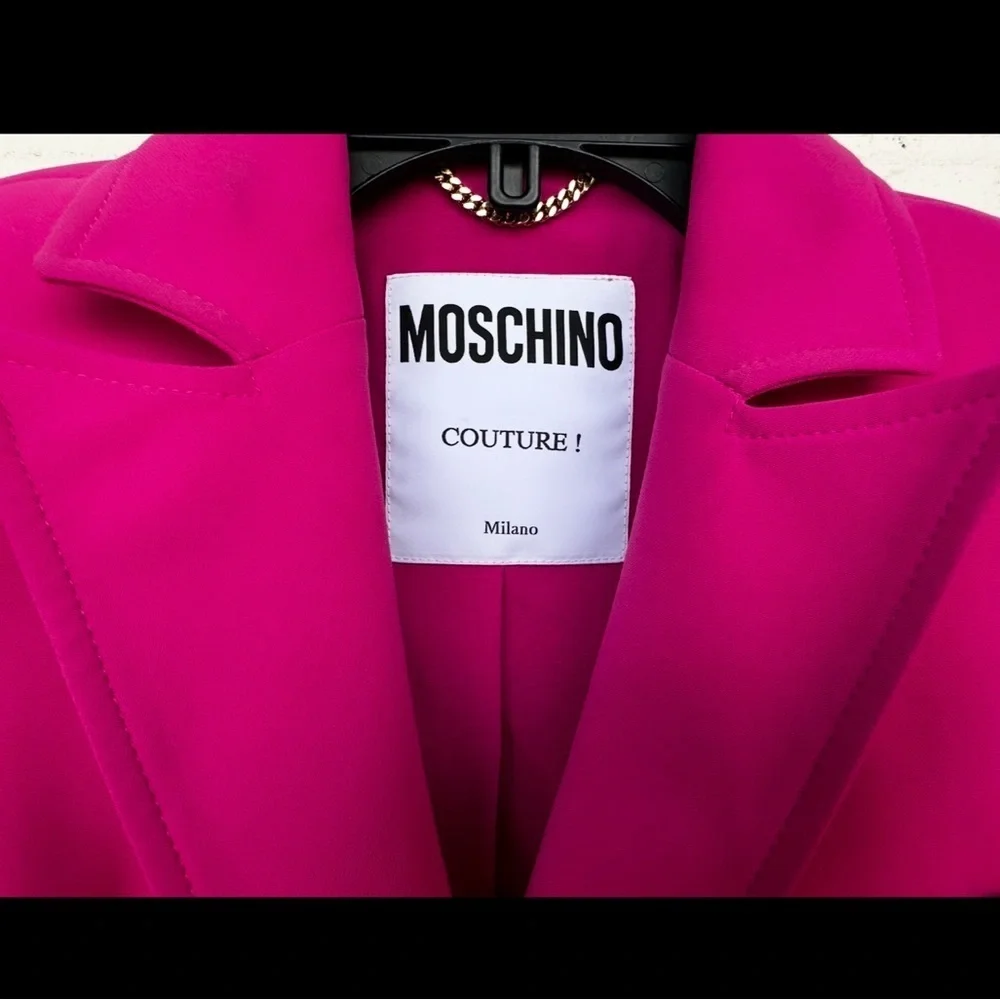 New Moschino Bondage Lacing Crepe Hot Pink Blazer Size 4